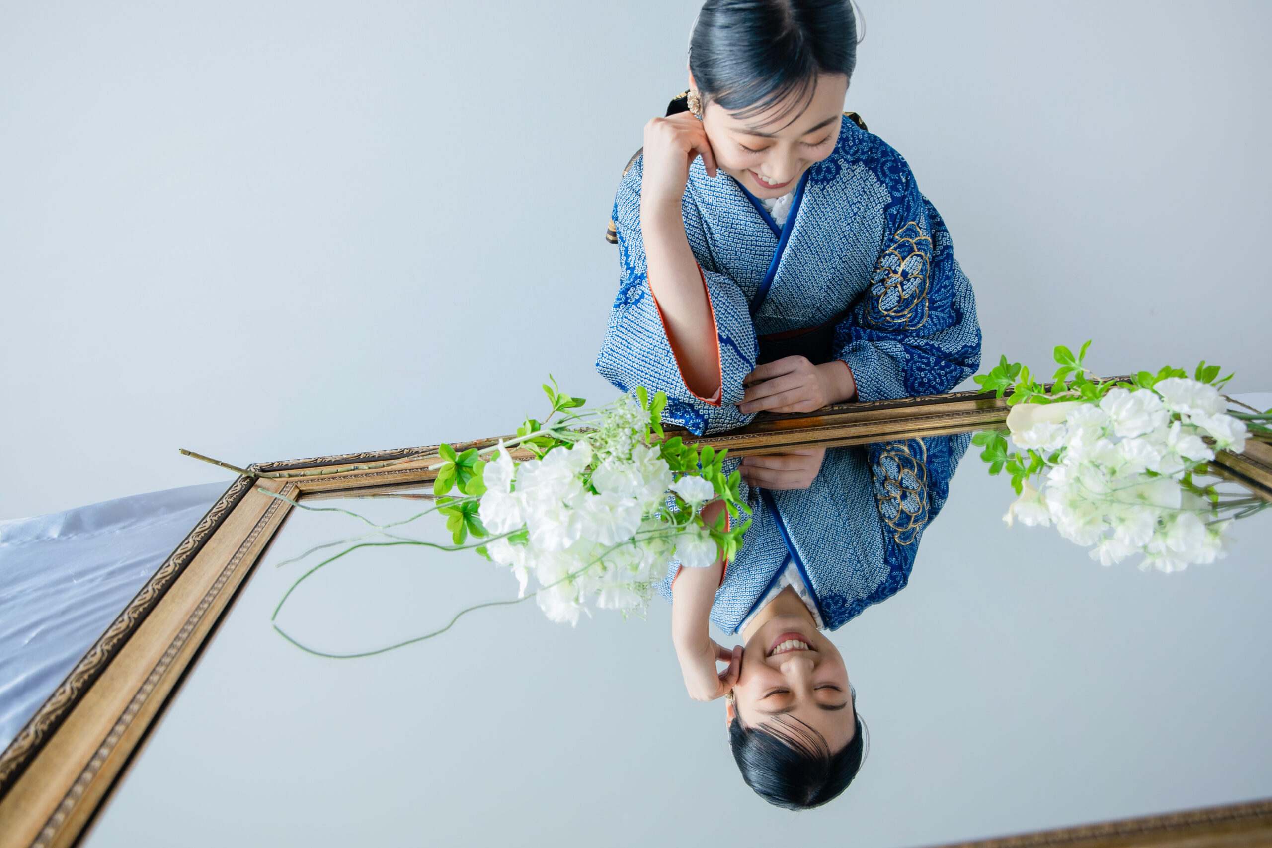富山のキモノコアラのスタジオで振袖をレンタルして前撮りの撮影を行なった20歳の女の子