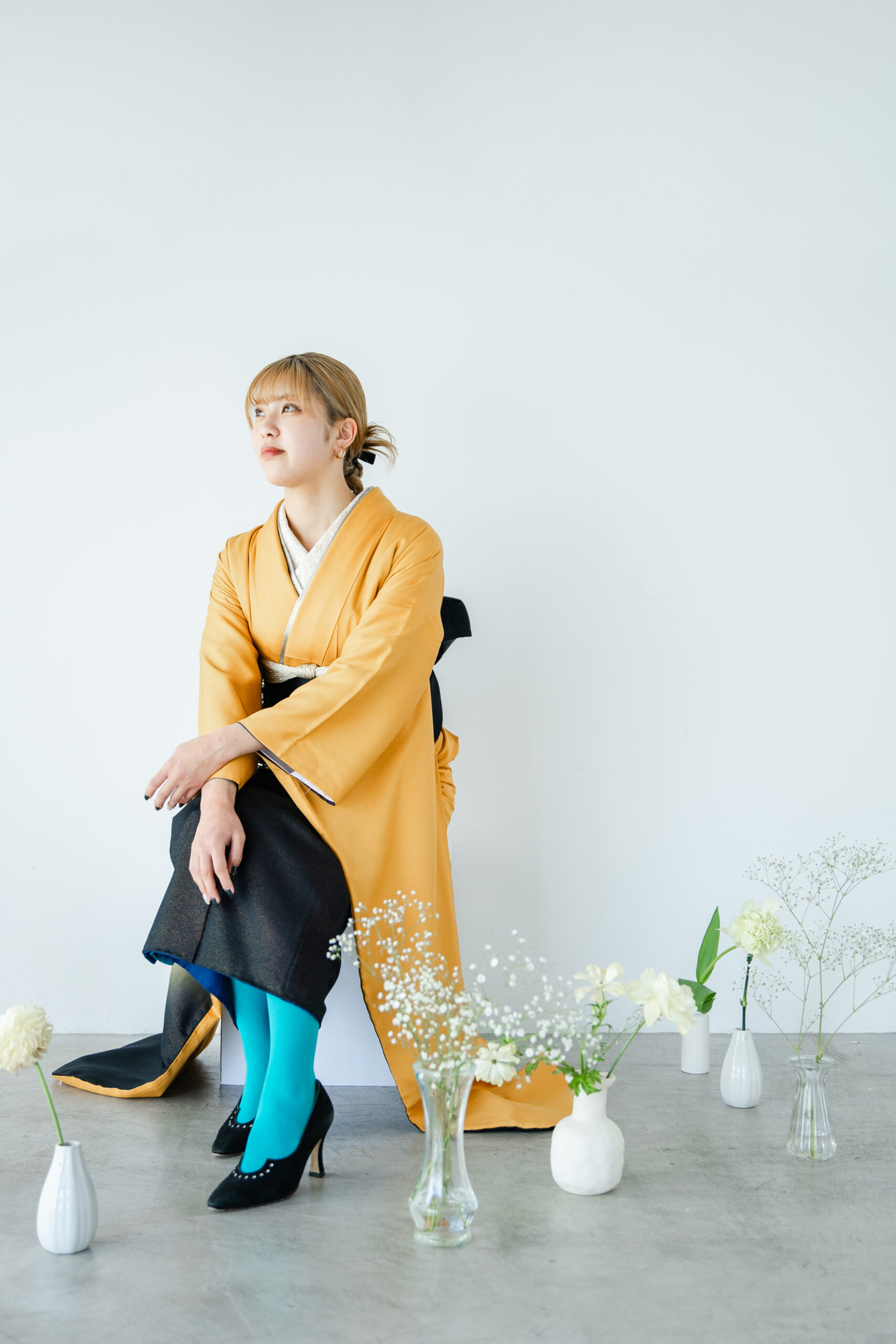 富山のキモノコアラのスタジオで振袖をレンタルして前撮りの撮影を行なった20歳の女の子