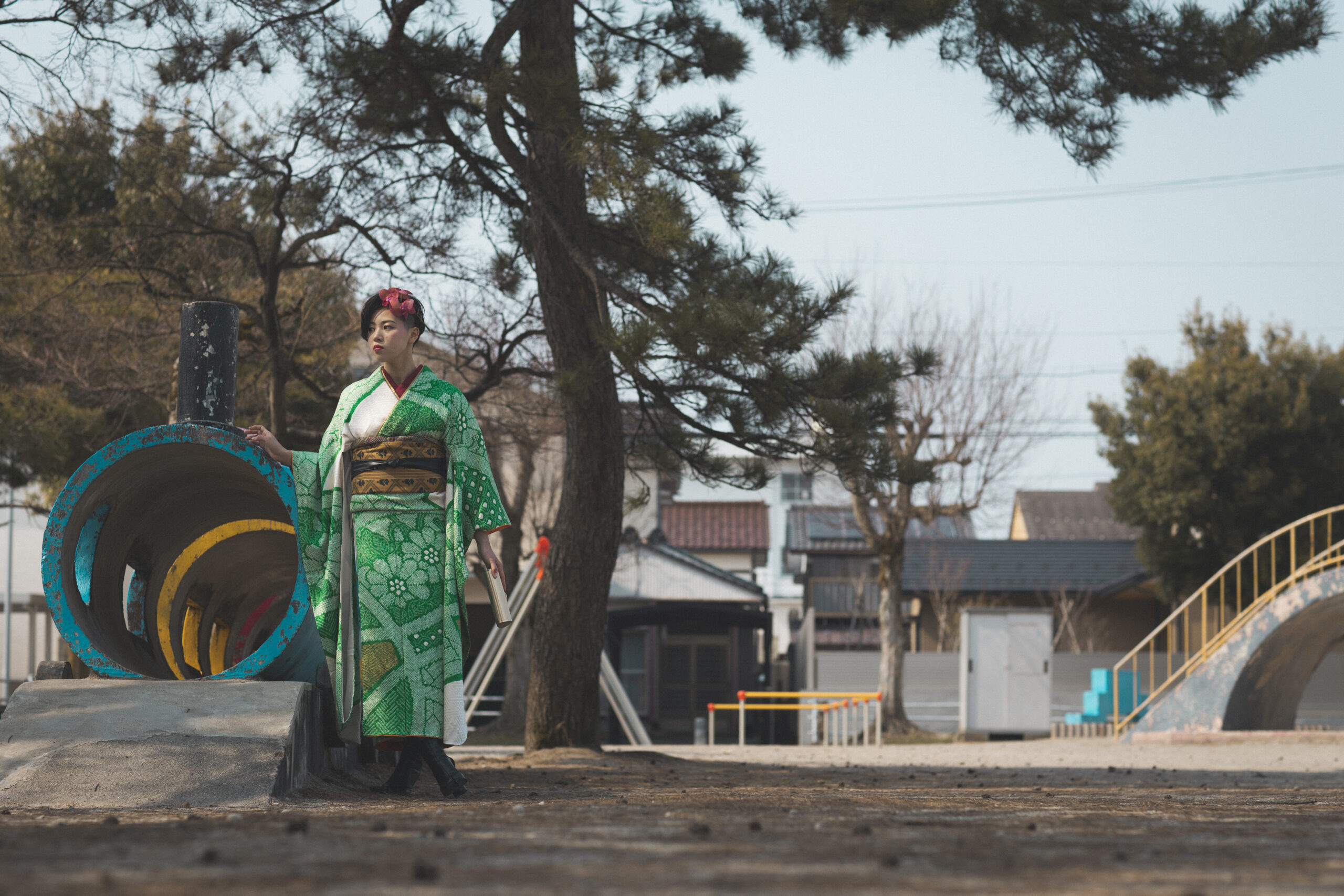富山のキモノコアラのスタジオで振袖をレンタルして前撮りの撮影を行なった20歳の女の子